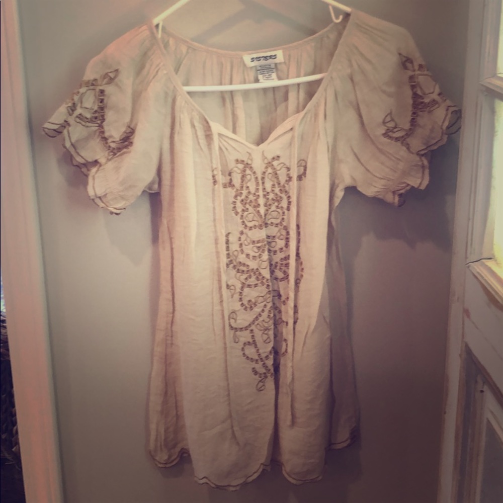Tan blouse - boho look
